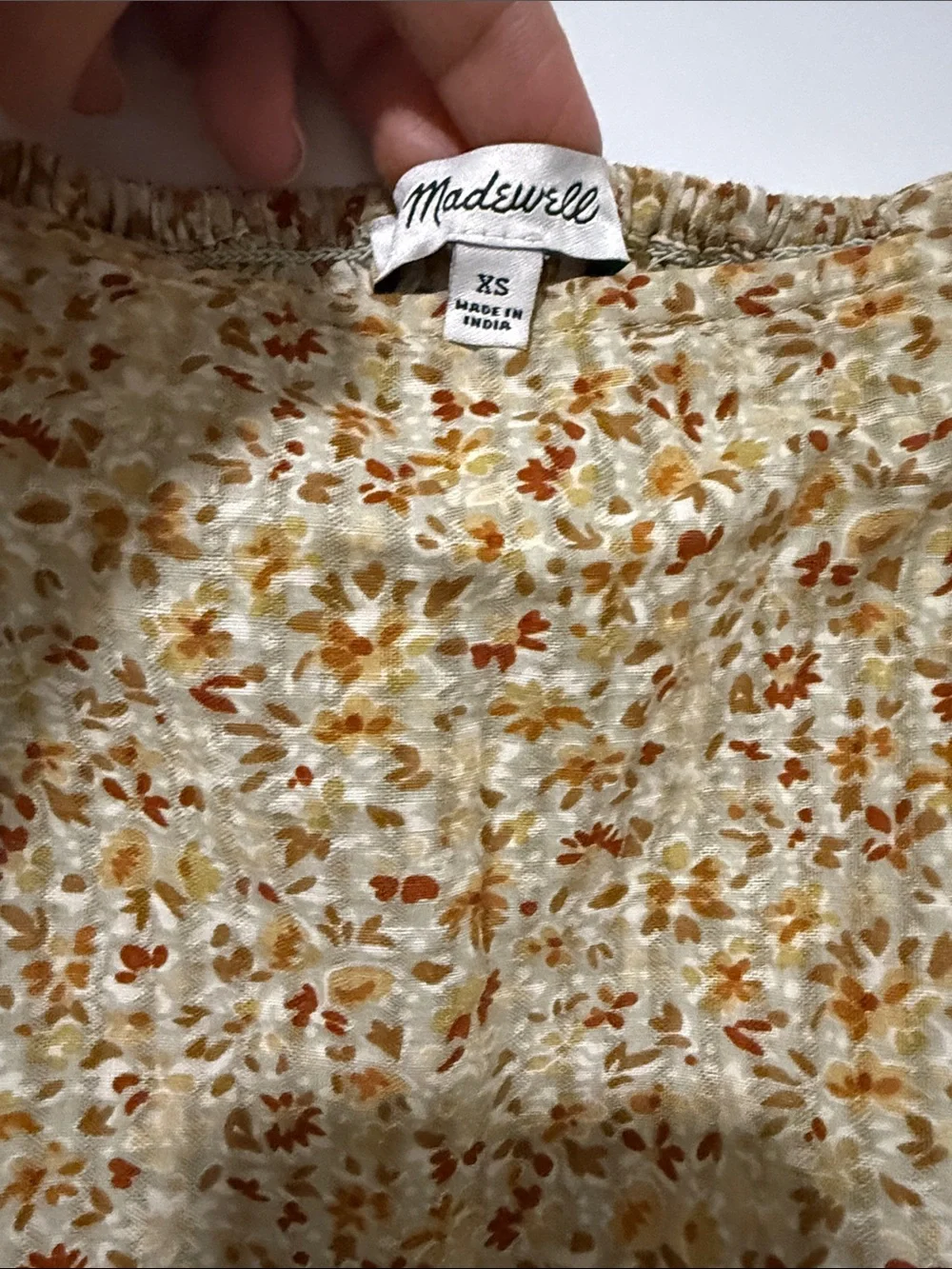 Madewell Yellow Floral Smocked Puff Sleeve Crop Top